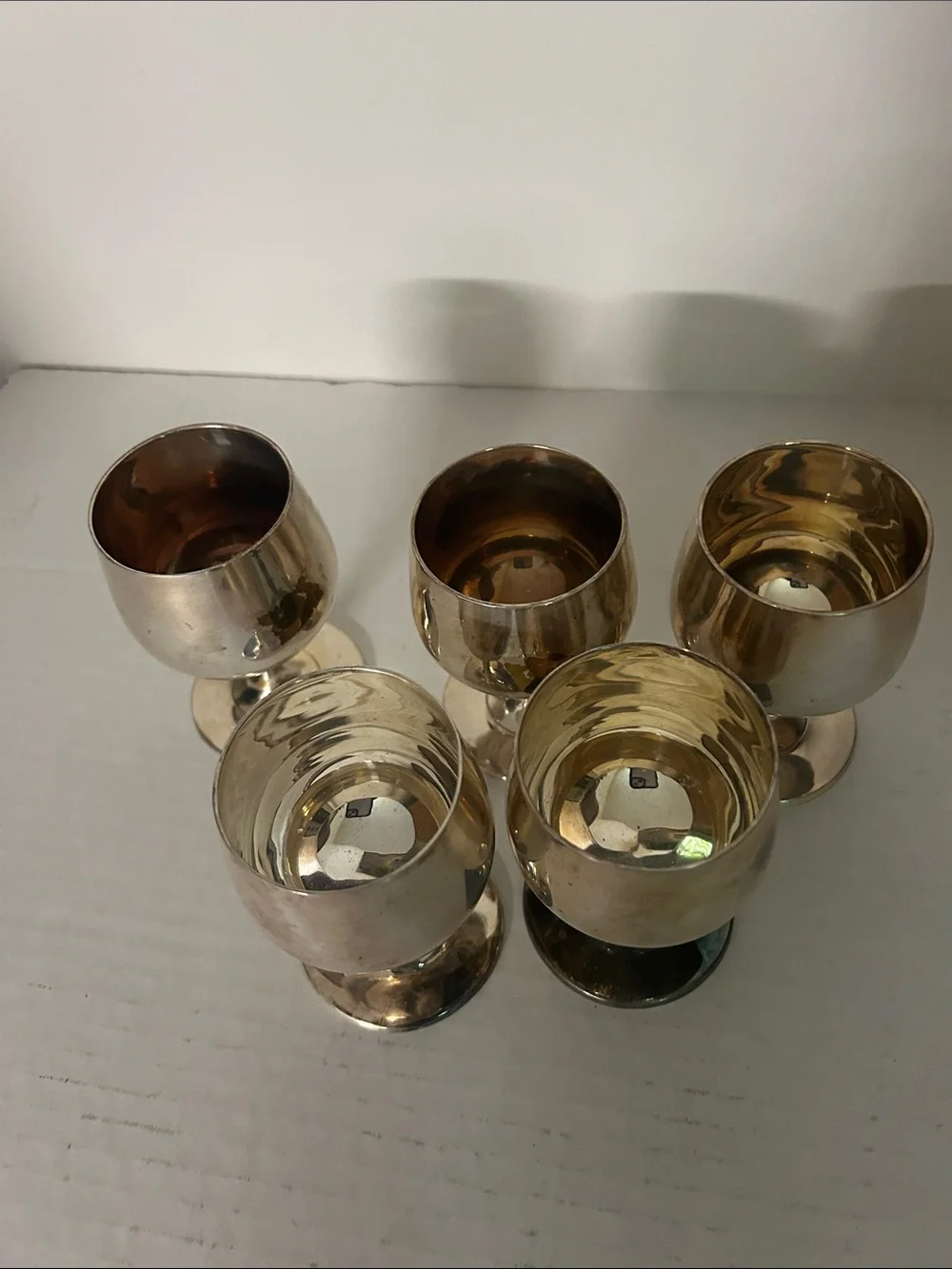 Vintage Mid Century Silver Plated  Mini Aperitif Goblet Snifters set of 5
